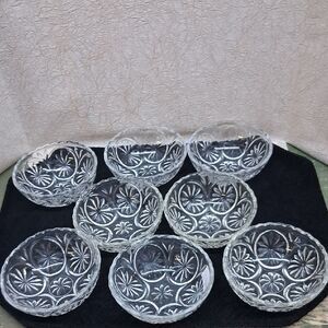 8 pc. Anchor Hocking Crystal Berry Bowls Starburst Medallion